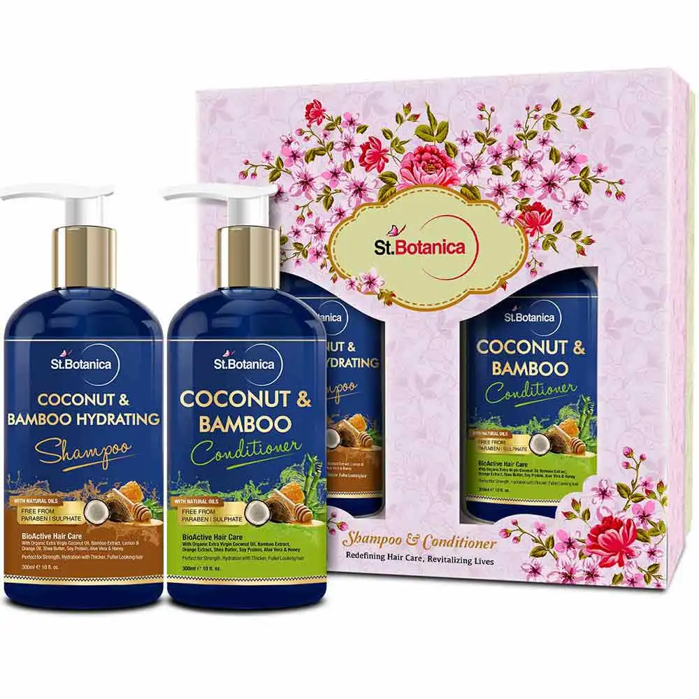 St.Botanica Hair Shampoo & Conditioner Combo Pack,  300 ml  Coconut Oil & Bamboo + Hydrating