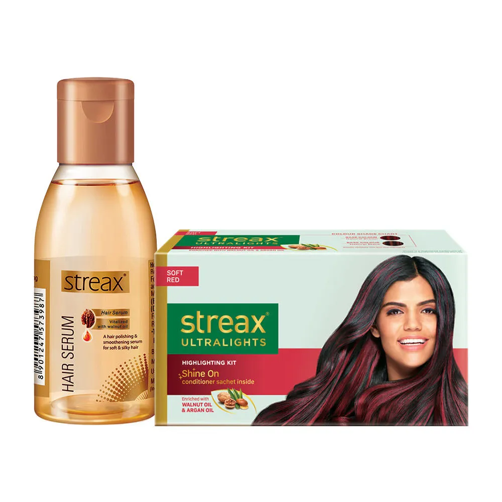 Streax Ultralights Soft Red + Hair Serum