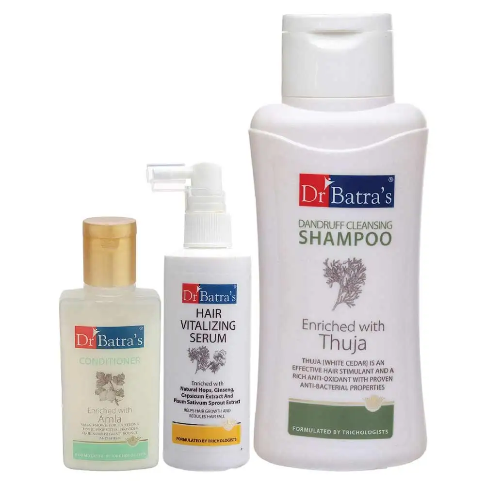 Dr Batra's Hair Vitalizing Serum, Conditioner - 100 ml & Dandruff Cleansing Shampoo - 500 ml Combo,  3 Piece(s)/Pack  Hair Care