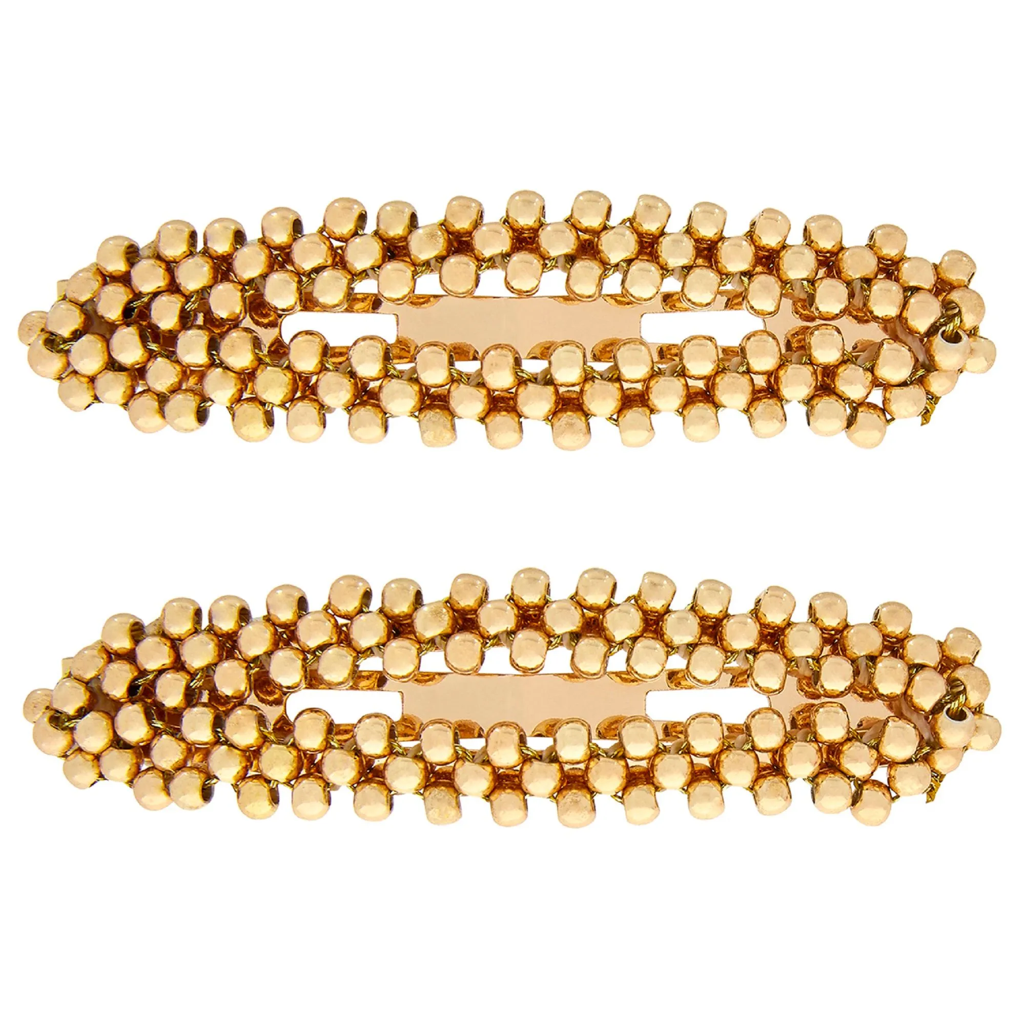 Accessorize London 2x Gold Beaded Snap Clips