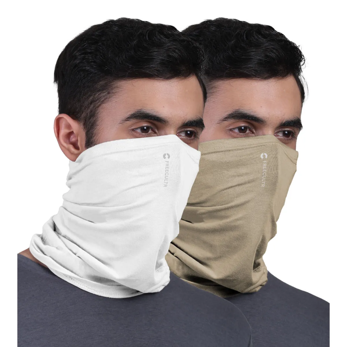 FREECULTR Unisex Plain Bamboo Bandana Anti Microbial Multipurpose Cloth Face Mask (pack Of 2)