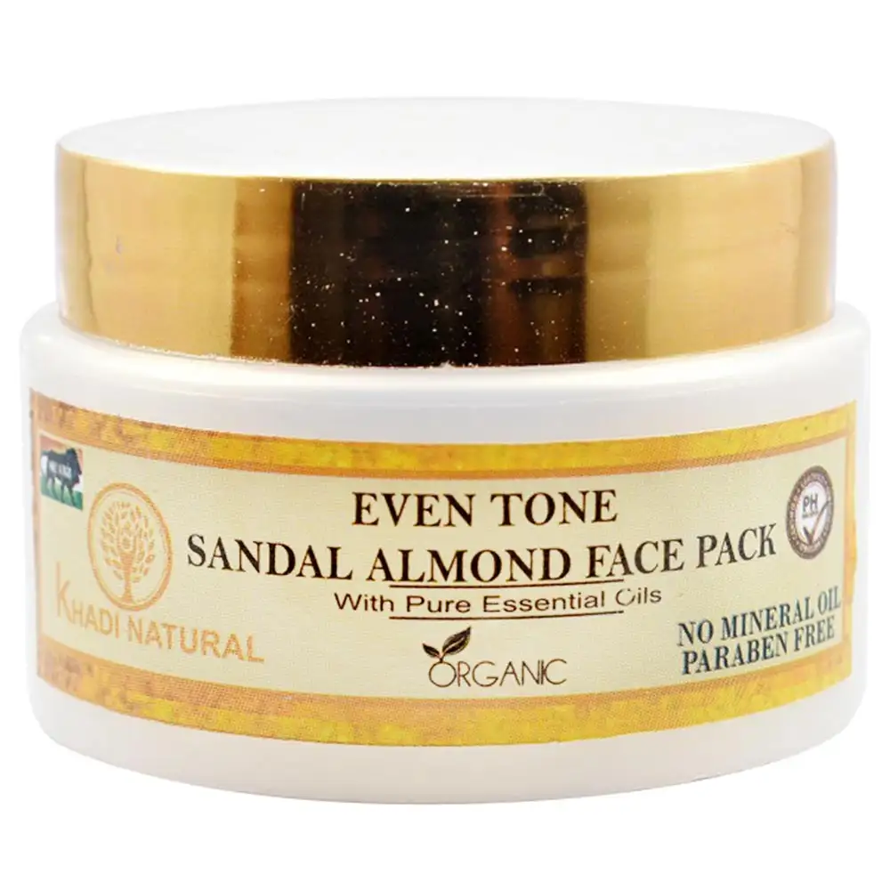 Khadi Natural Even Tone Sandal and Almond Face Pack,  70 g  for All Skin Types