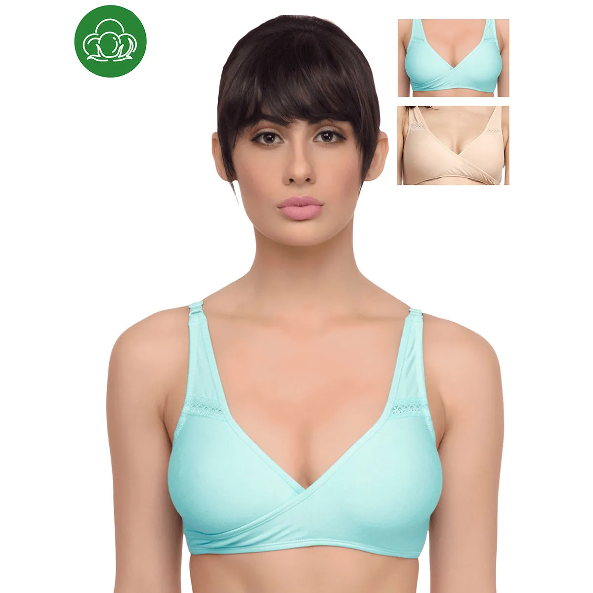 Inner Sense Organic Antimicrobial Sleeping/Feeding Bra Pack of 3 - Multi-Color (40B)