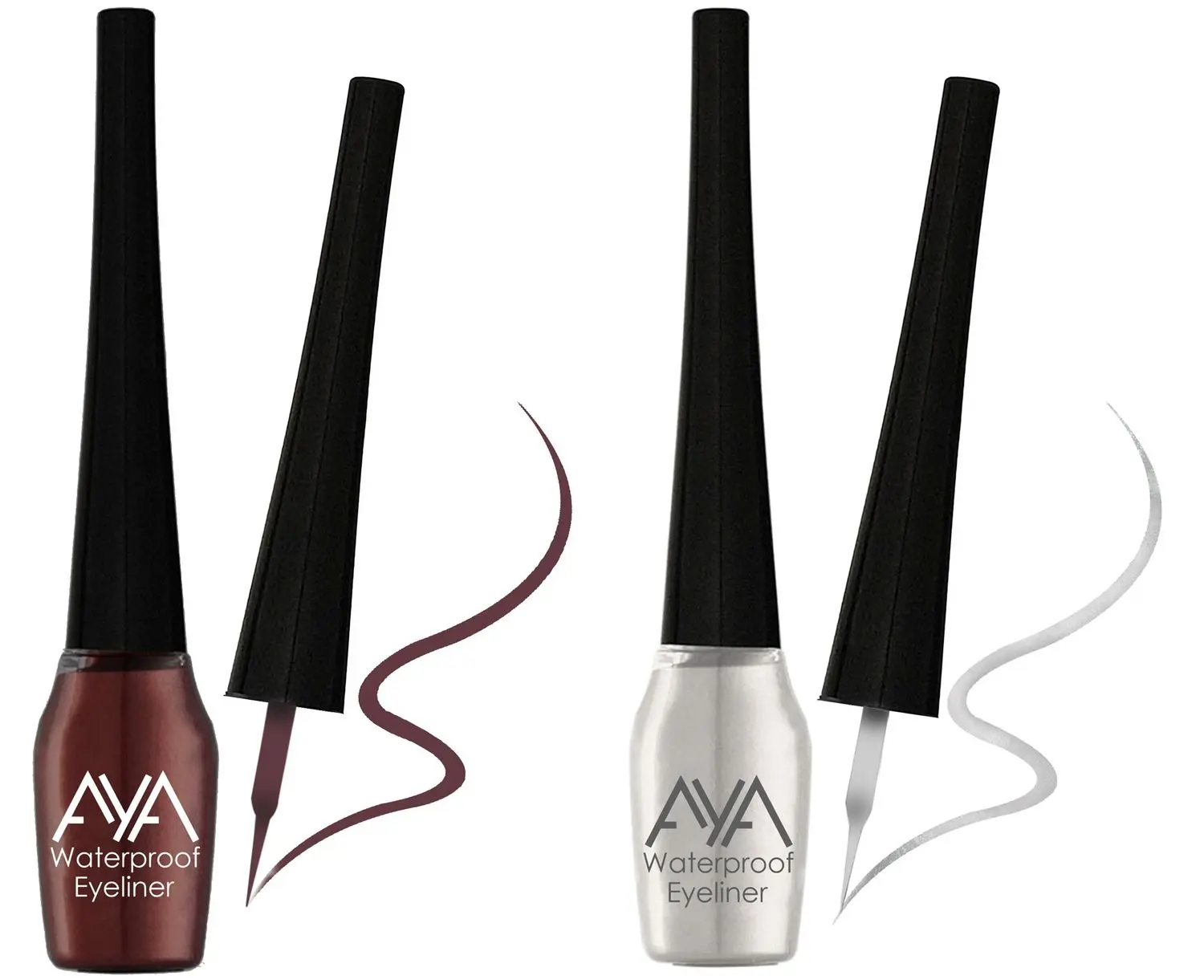 AYA Waterproof Eyeliner, Set of 2 (Brown and Silver)