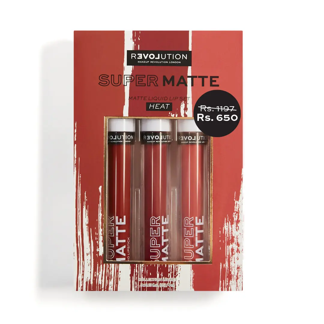 Revolution Relove Supermatte Liquid Lip Set Heat