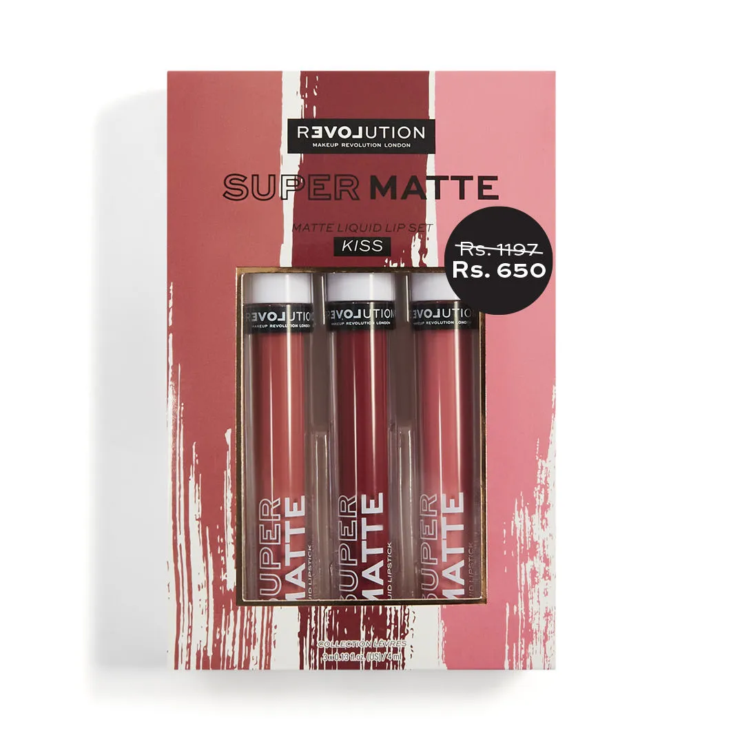 Makeup Revolution Relove Supermatte Liquid Lip Set Kiss