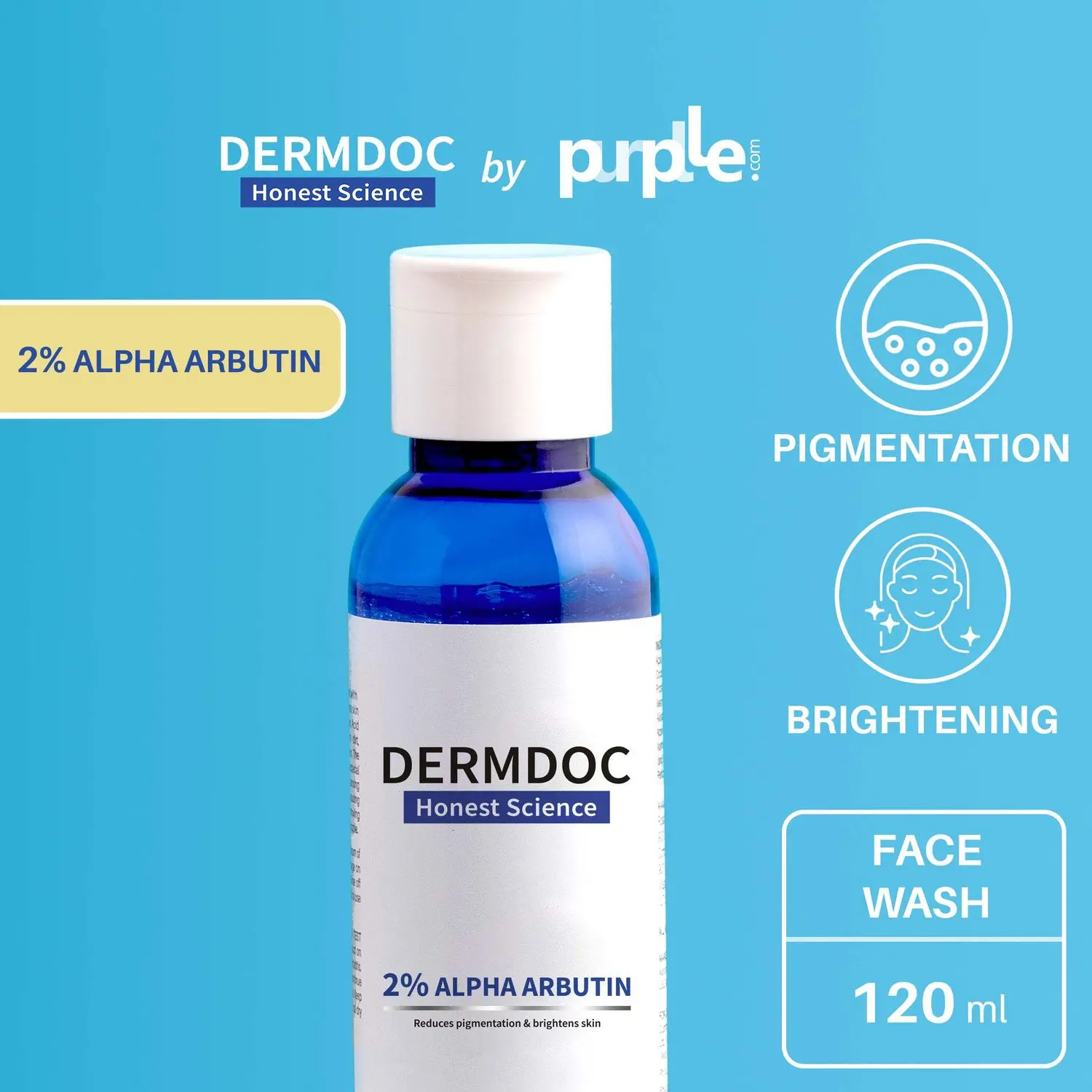 DermDoc 2% Alpha Arbutin Face Wash (120 ml) | face wash brightening | face wash for pigmentation