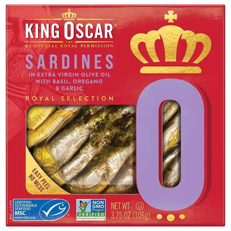 Sardines In Extra Virgin Olive Oil with Basil, Oregano & Garlic, 3.75 oz (106 g)