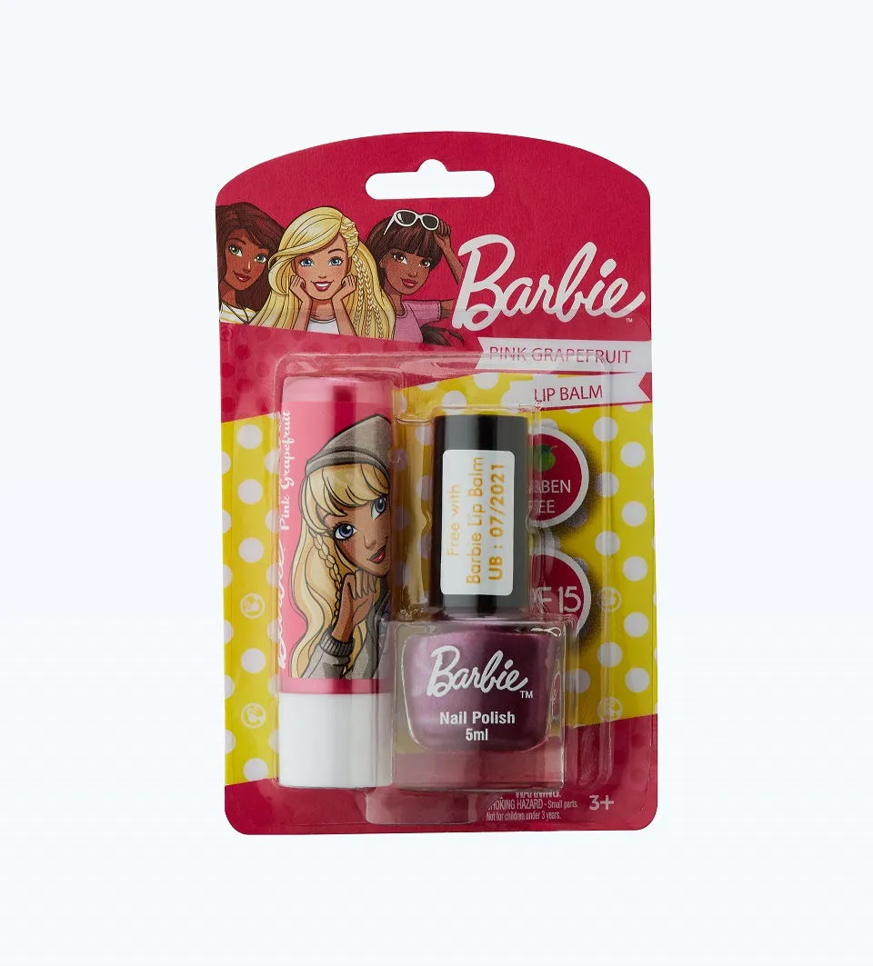 Barbie Lip Balm Pink Grape Fruit With Free Nail Polish