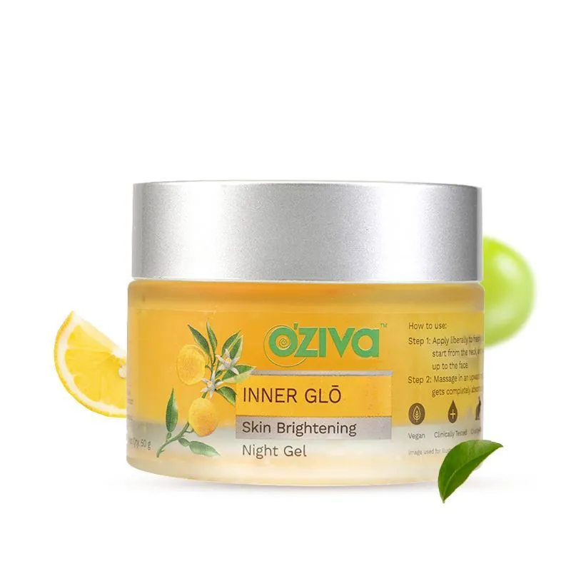 Oziva Inner Glo Skin Brightening Night Gel, Moisturiser for Even Tone & Radiance