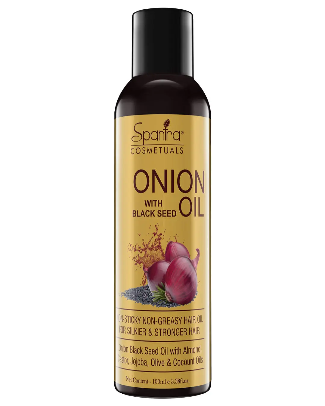 Spantra Onion Black Seed Hair Oil contains red oil extract, 100ml