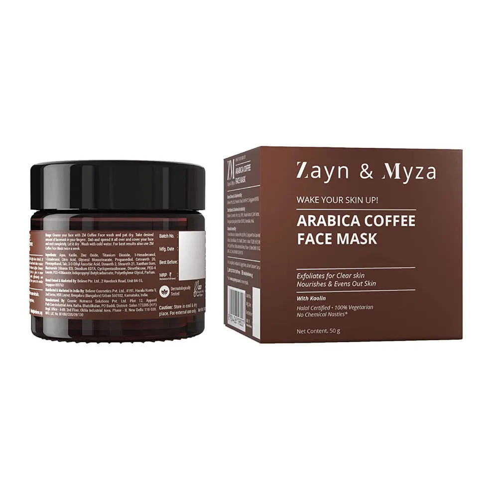 ZM Zayn & Myza Arabica Coffee Face Mask Exfoliation & Nourishment with Kaolin