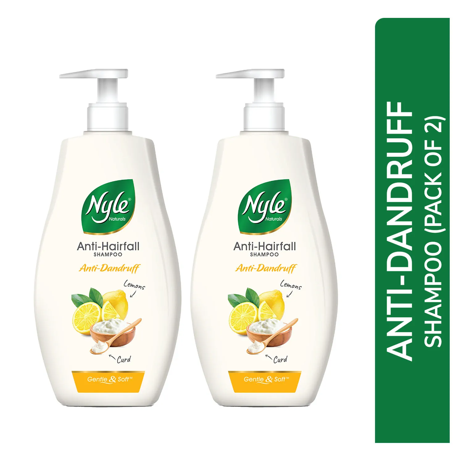 Nyle Naturals Anti Dandruff Shampoo with Lemon and Curd Paraben Free - Pack of 2