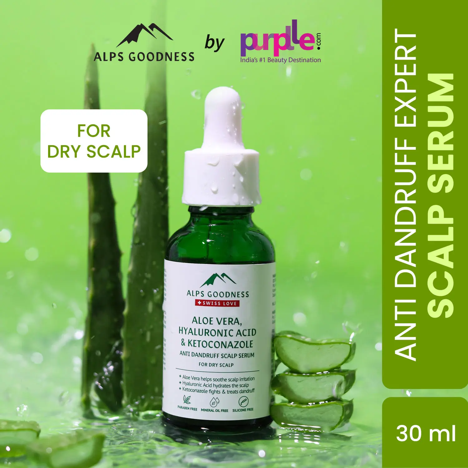 Aloe Vera, Hyaluronic Acid & Ketoconazole Anti Dandruff Scalp Serum For Dry Scalp