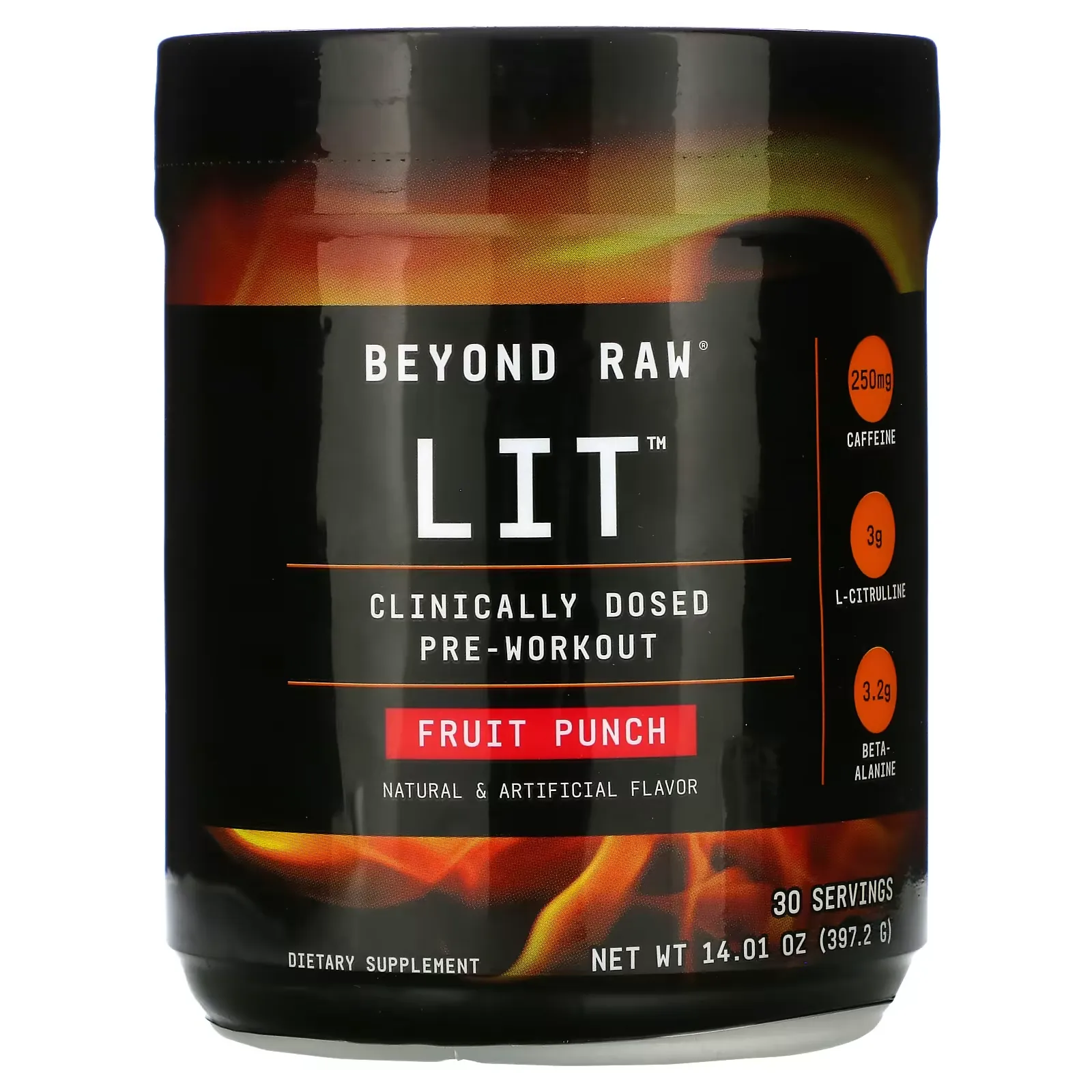 Beyond Raw, LIT, Clinically Dosed Pre-Workout, Fruit Punch, 14.01 oz ( 397.2 g)