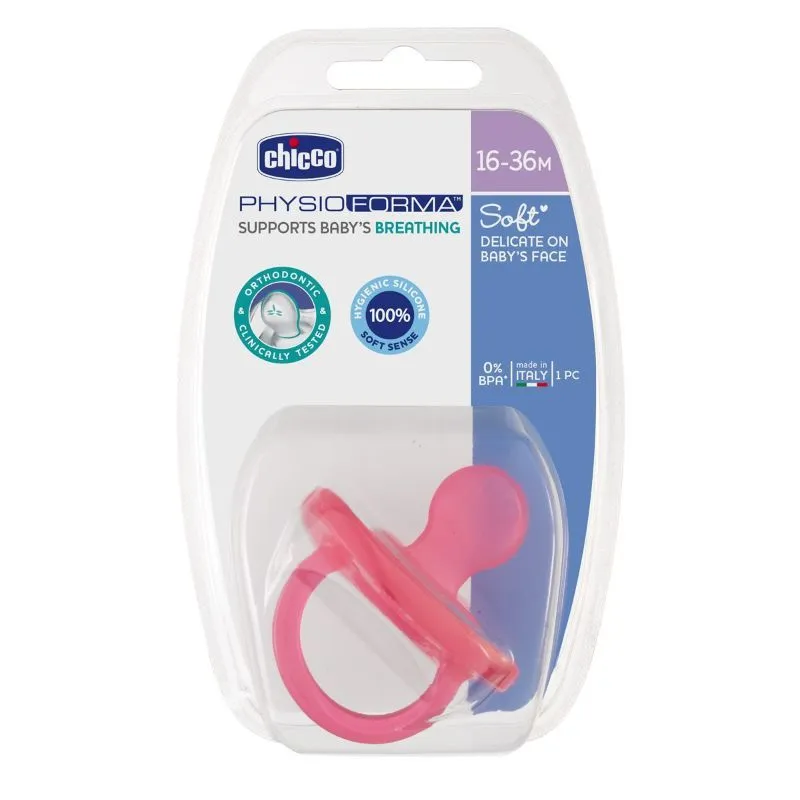 Chicco Physio Soft Silicone Soother (16-36M) - Pink