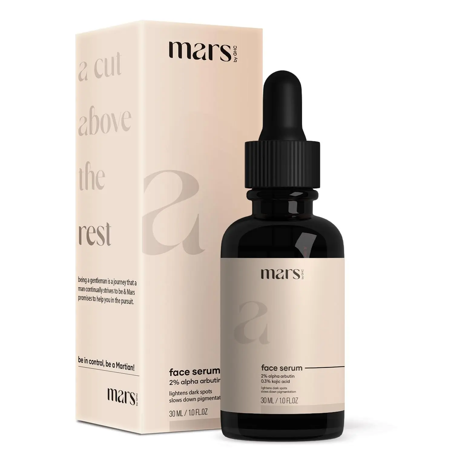 mars by GHC Alpha Arbutin Face Serum For Pigmentation , Acne Marks, Dark Spots & Tan Removal with Kojic Acid & Hyaluronic Acid , 30ml