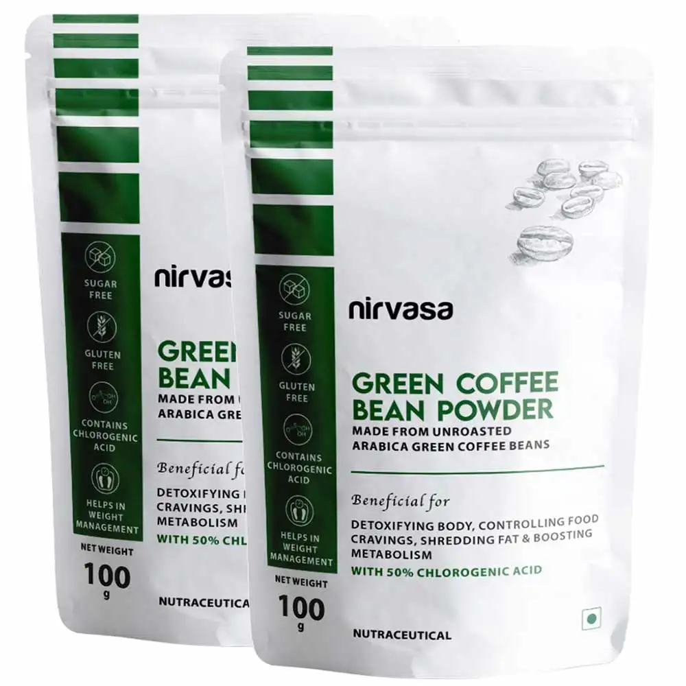 Nirvasa Green Coffee Bean Powder,  100 g  Unroasted (Pack of 2)