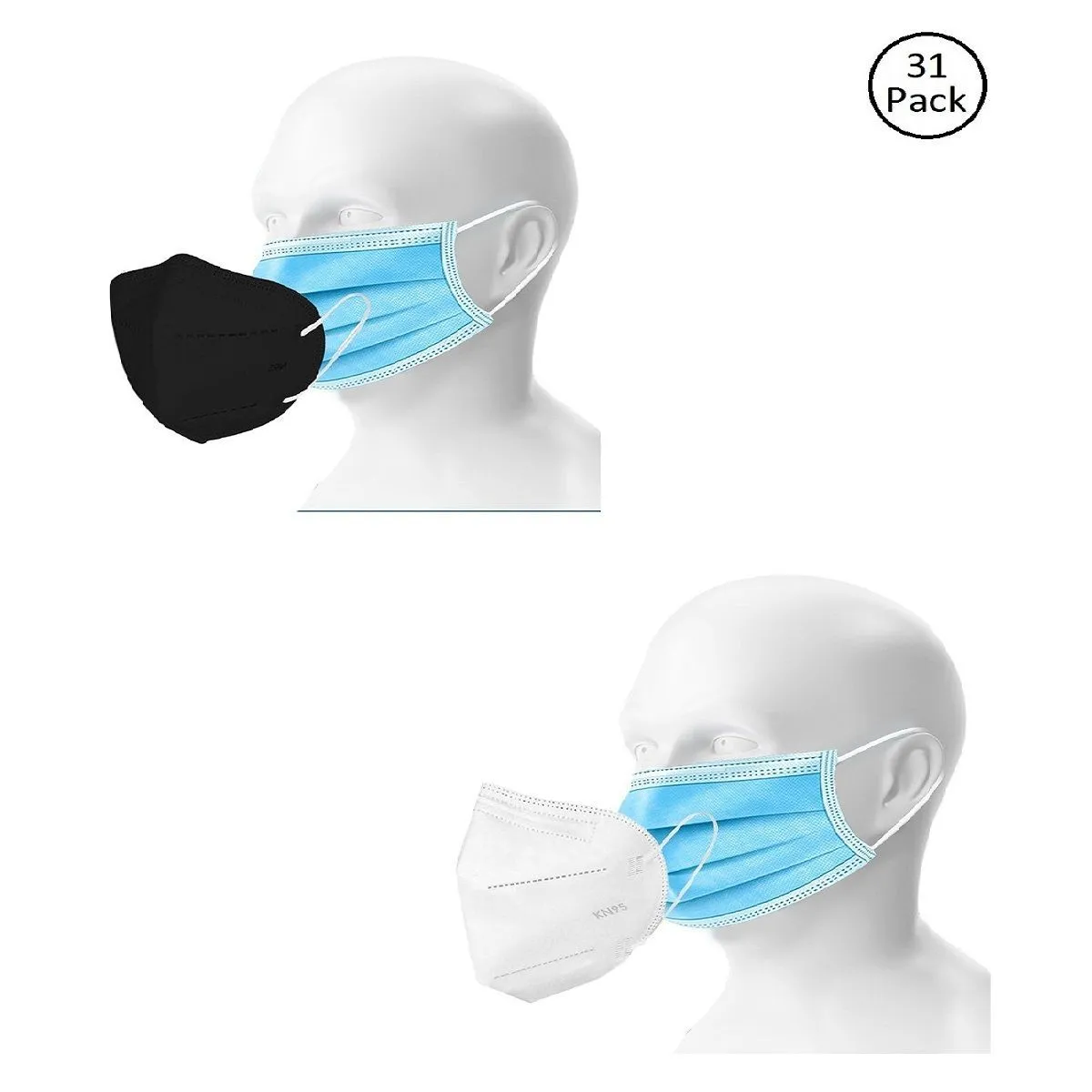 OOMPH Double Mask Set of 25 Disposable & 6 Kn95/N95 Mask