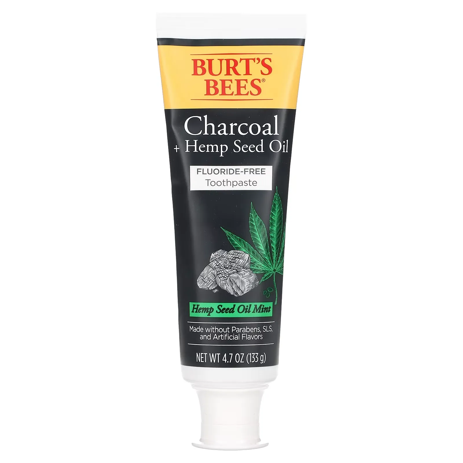 Charcoal + Hemp Seed Oil, Fluoride-Free Toothpaste, Hemp Seed Oil Mint, 4.7 oz (133 g)