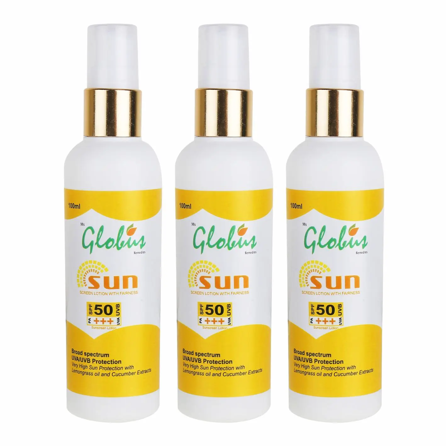 Globus Ayurvedic Sunscreen Lotion Spf 50 Pa+++ 100 ml (Pack of 3)