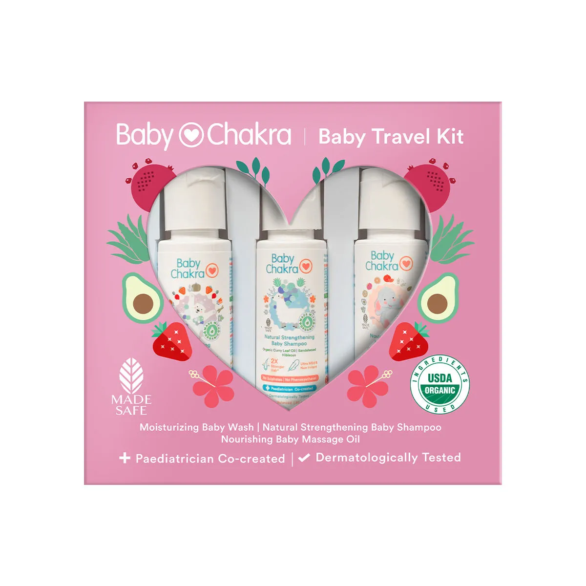 BabyChakra Head-To-Toe Baby Travel Kit | Baby Wash, Shampoo & Massage Oil