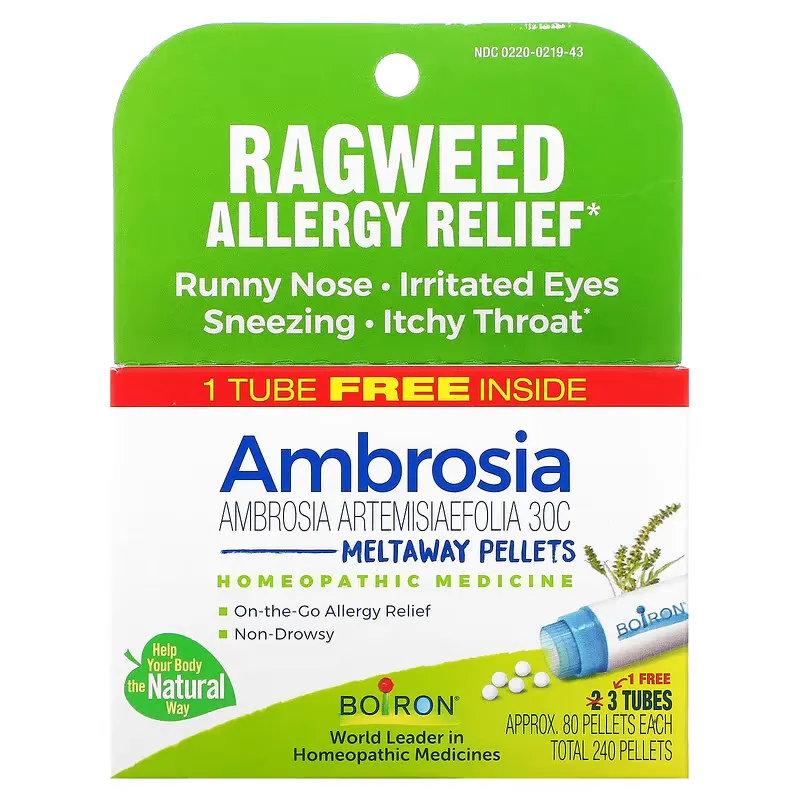 Ambrosia, Ragweed Allergy Relief,  Meltaway Pellets, 3 Tubes, 80 Pellets Each