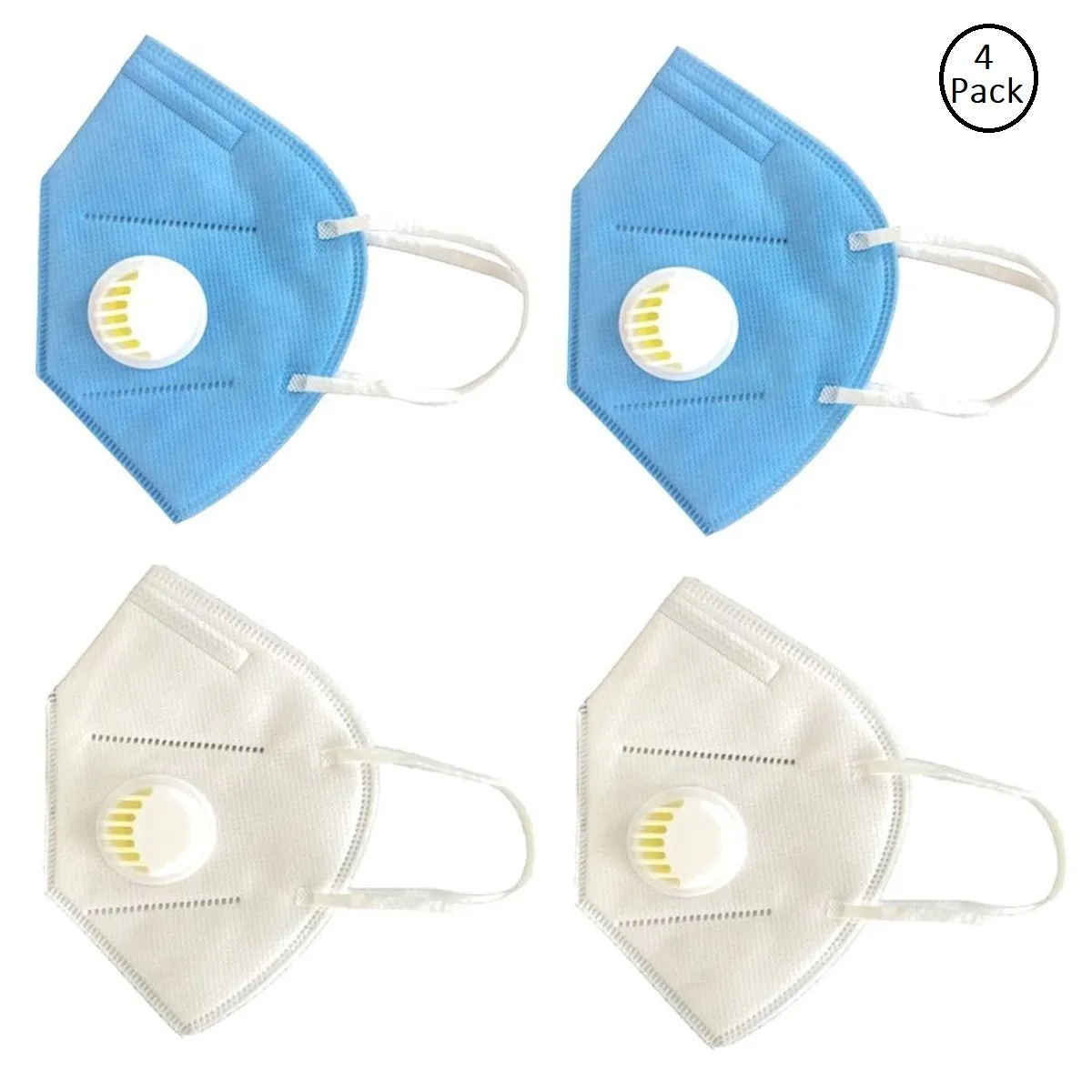 OOMPH Pack of 4 Anti-Pollution Reusable 5 Layer Mask - White Blue