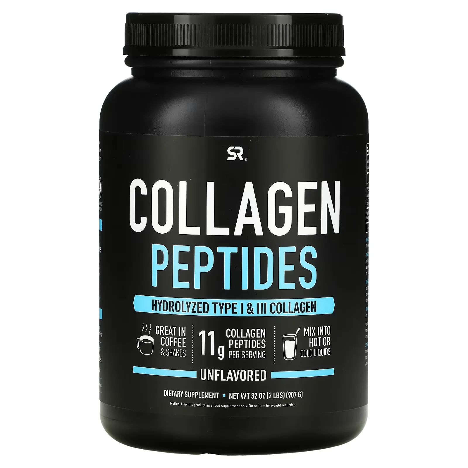 Collagen Peptides, Hydrolyzed Type I & III Collagen, Unflavored, 32 oz (907 g)