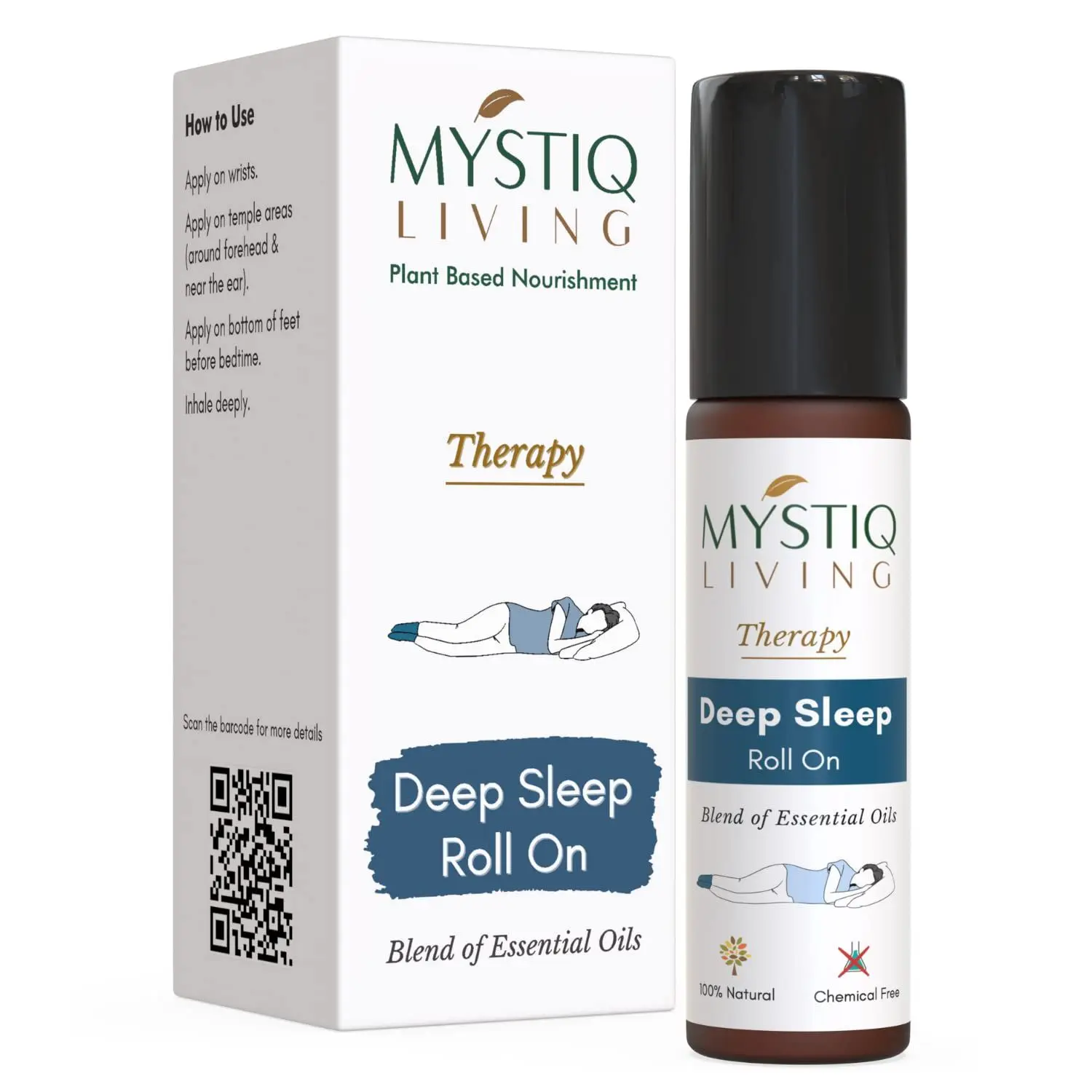 Mystiq Living Therapy - Deep Sleep Roll On: Blend Of 100% Natural and Pure Essential Oils 10 ml