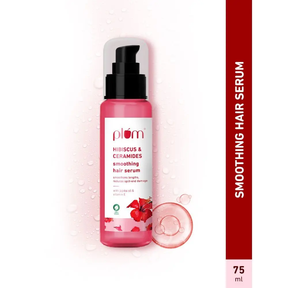 Plum Hibiscus & Ceramides Smoothing Hair Serum|Smoothens,Controls Frizz |Paraben-Free| 100% vegan