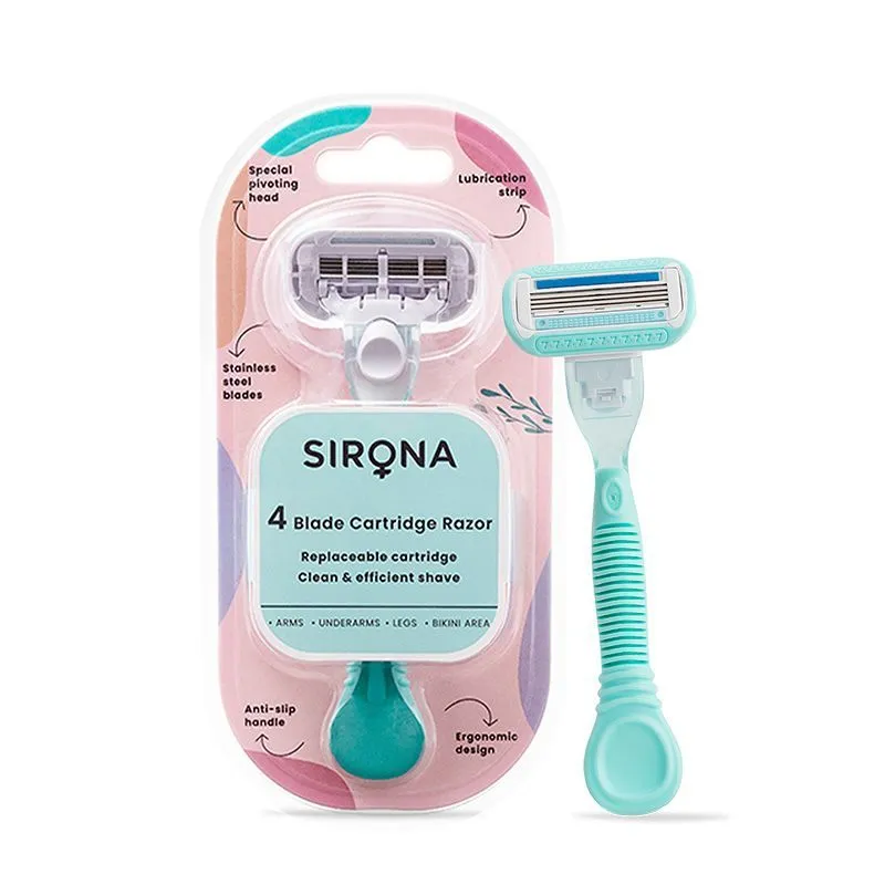 Sirona Reusable 4 Blade Cartridge Hair Removal Body Razor for Women