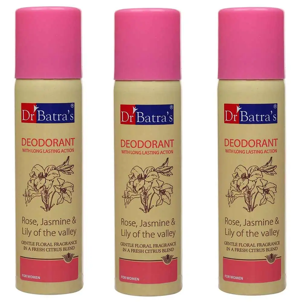 Dr Batra's Deodorant for Women,  150 ml  Rose, Jasmine & Lily of the valley (Pack of 3)