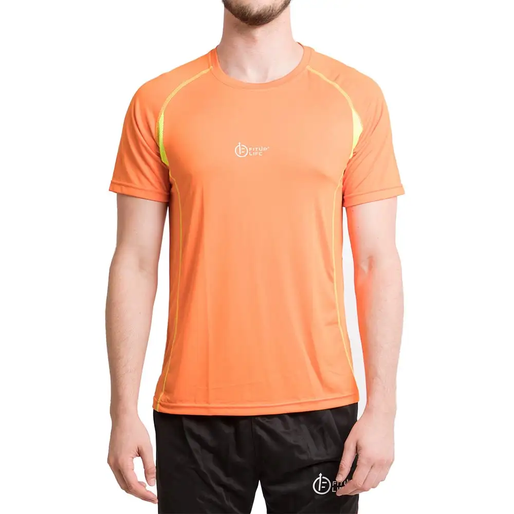 Fitup Life Solid Men Round Neck Reversible T Shirt,  Orange  XL