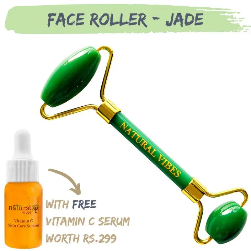 Natural Vibes Jade Face Roller + Vitamin C Serum