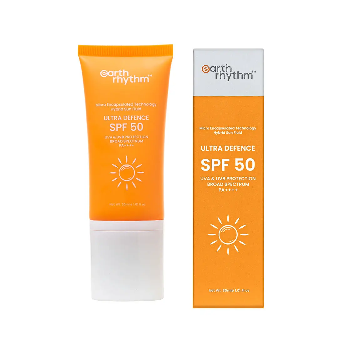 Earth Rhythm Ultra Defence Sunscreen SPF 50 | PA++++,Non Sticky/Non Greasy, Leaves No White Cast | For Oily, Sensitive, Acne Prone or Dry Skin| Men & Women - 30 ml