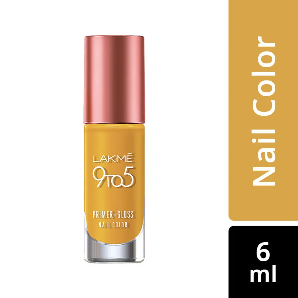 Lakme 9 to 5 Primer + Gloss Nail Color - Mustard Master