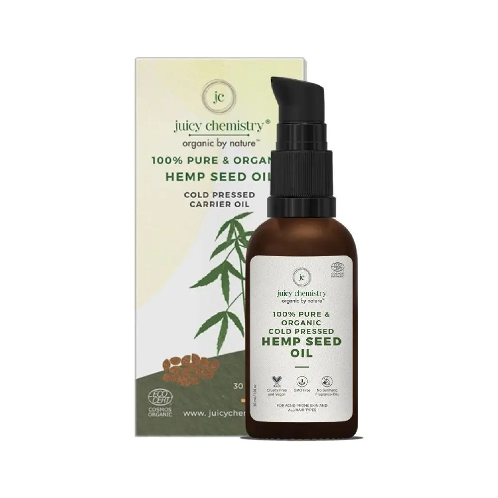 Juicy Chemistry Hemp Seed Cold Pressed Carrier Oil, 30ml, 100% Organic Carrier Oil