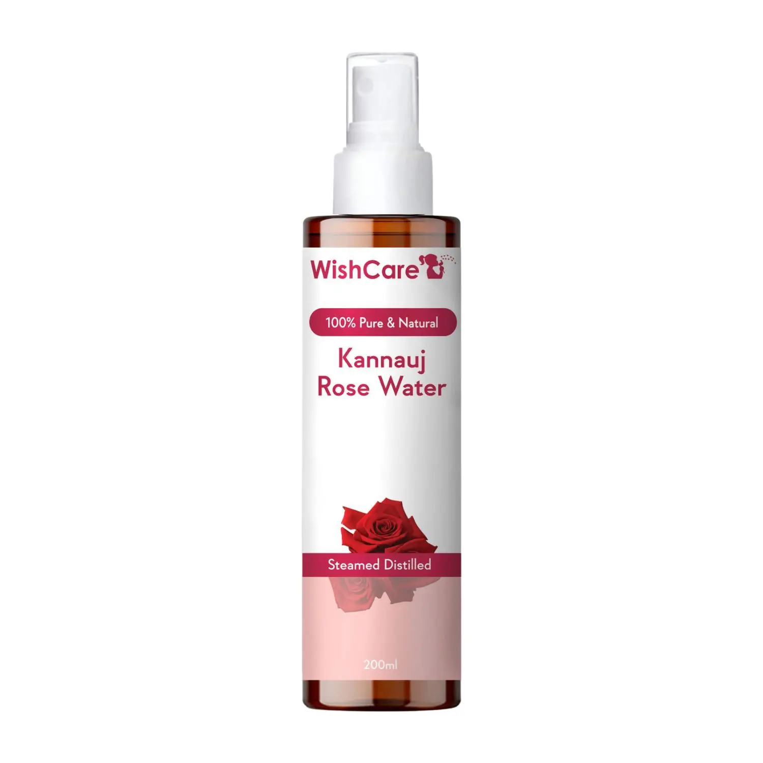 WishCare 100% Pure & Natural Rose Water - Steam Distilled - Kannauj Rose Water- (200ml)