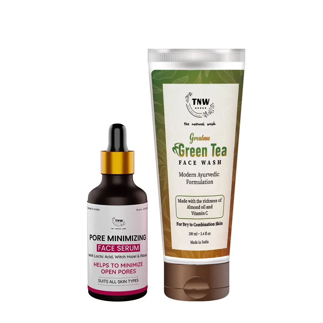 Combo of 2- Green Tea Face Wash 100ml & Pore Minimizing Face Serum 15ml