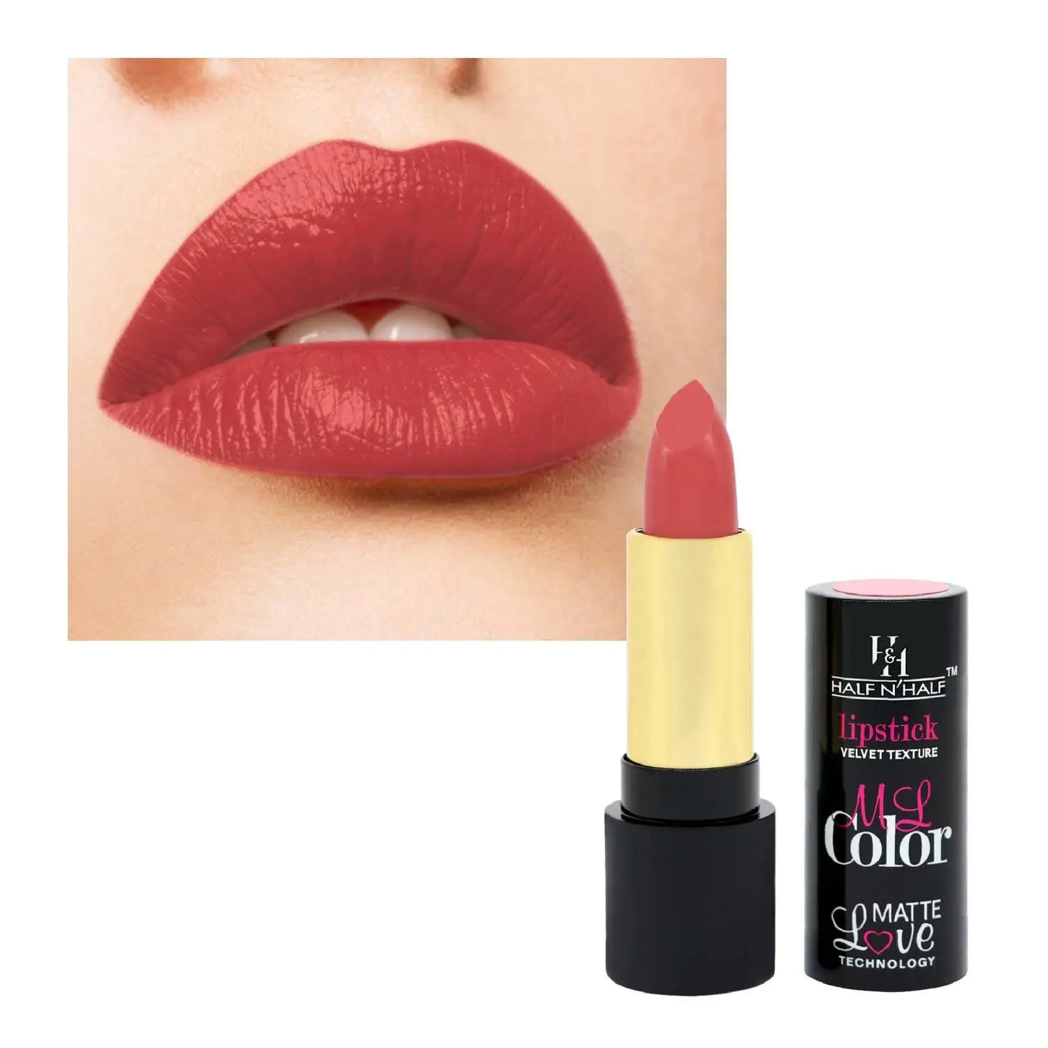 Half N Half Velvet Matte Texture Lipstick My Colour, Flamingo (3.8gm)