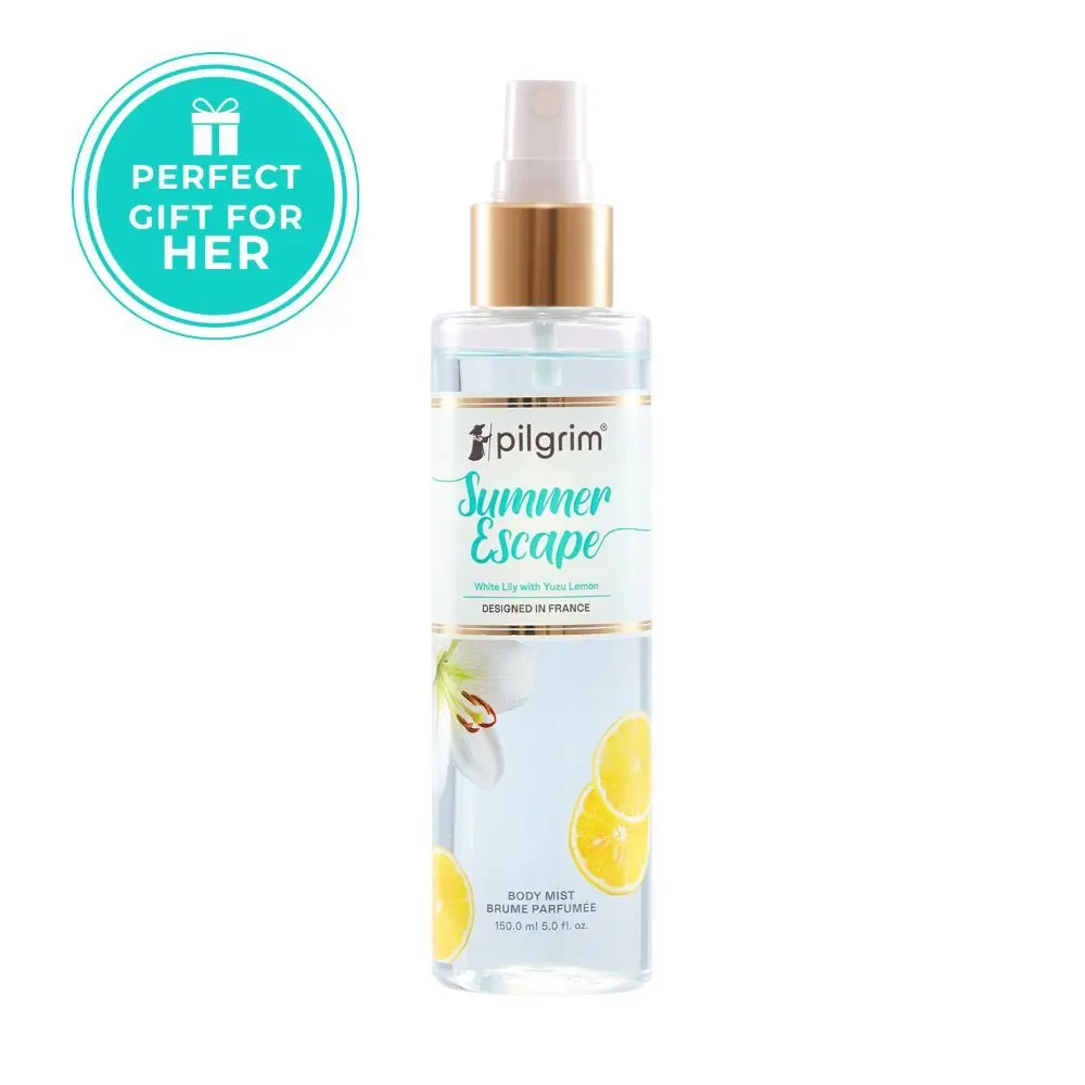 Pilgrim Summer Escape Body Mist (White Lily With Yuzu Lemon)| Citrus Body Mist For Women Long Lasting| White Lily & Yuzu Lemon For A Vacation Feel| Perfume For Women (150 ml)