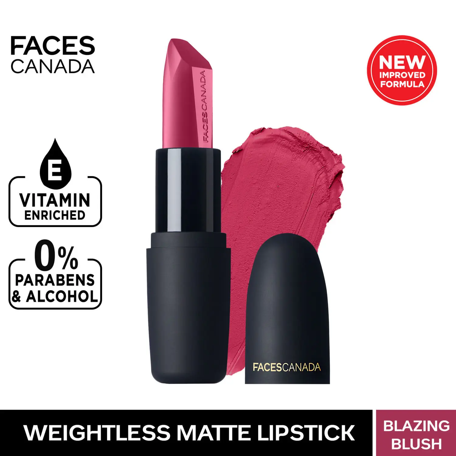 Faces Canada Weightless Matte Lipstick |Jojoba and Almond Oil enriched| Highly pigmented | Smooth One Stroke Weightless Color | Keeps Lips Moisturized | Shade - Blazing Blush 4.5g