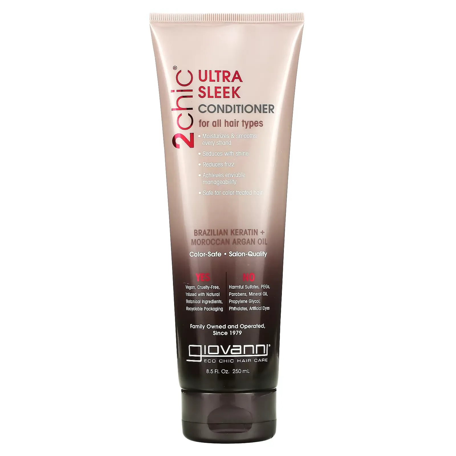 2chic, Ultra-Sleek Conditioner, For All Hair Types, Brazilian Keratin + Moroccan Argan Oil, 8.5 fl oz (250 ml)