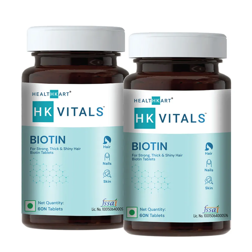 HealthKart HK Vitals Biotin 10000 mcg, for Strong Hair and Glowing Skin, Fights Nail Brittleness