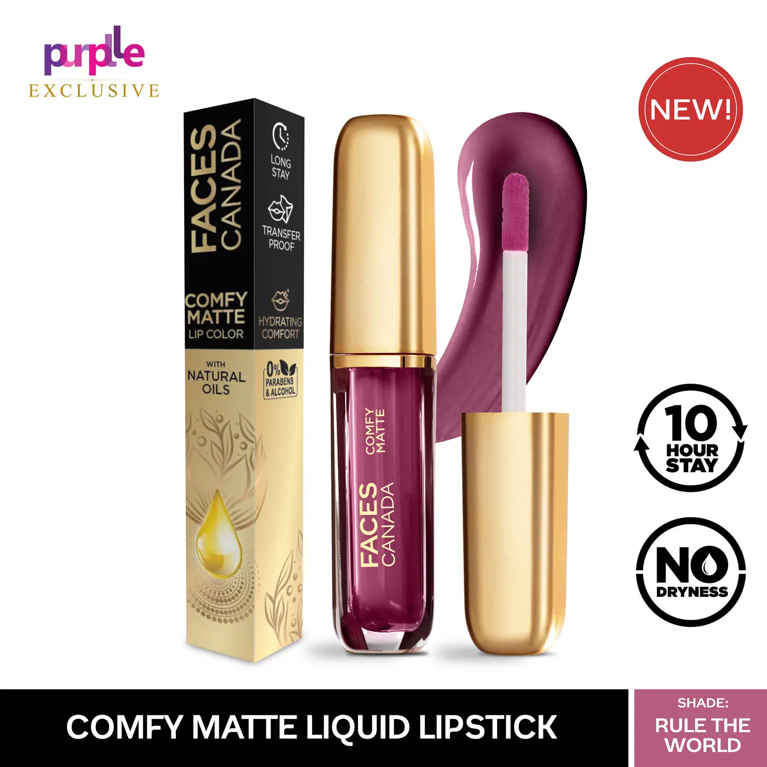 Faces Canada Comfy Matte Lip Color | 10Hr Long Stay With Comfort | Almond Oil | Rule The World 16 (3 ml) - Exclusively on Purplle