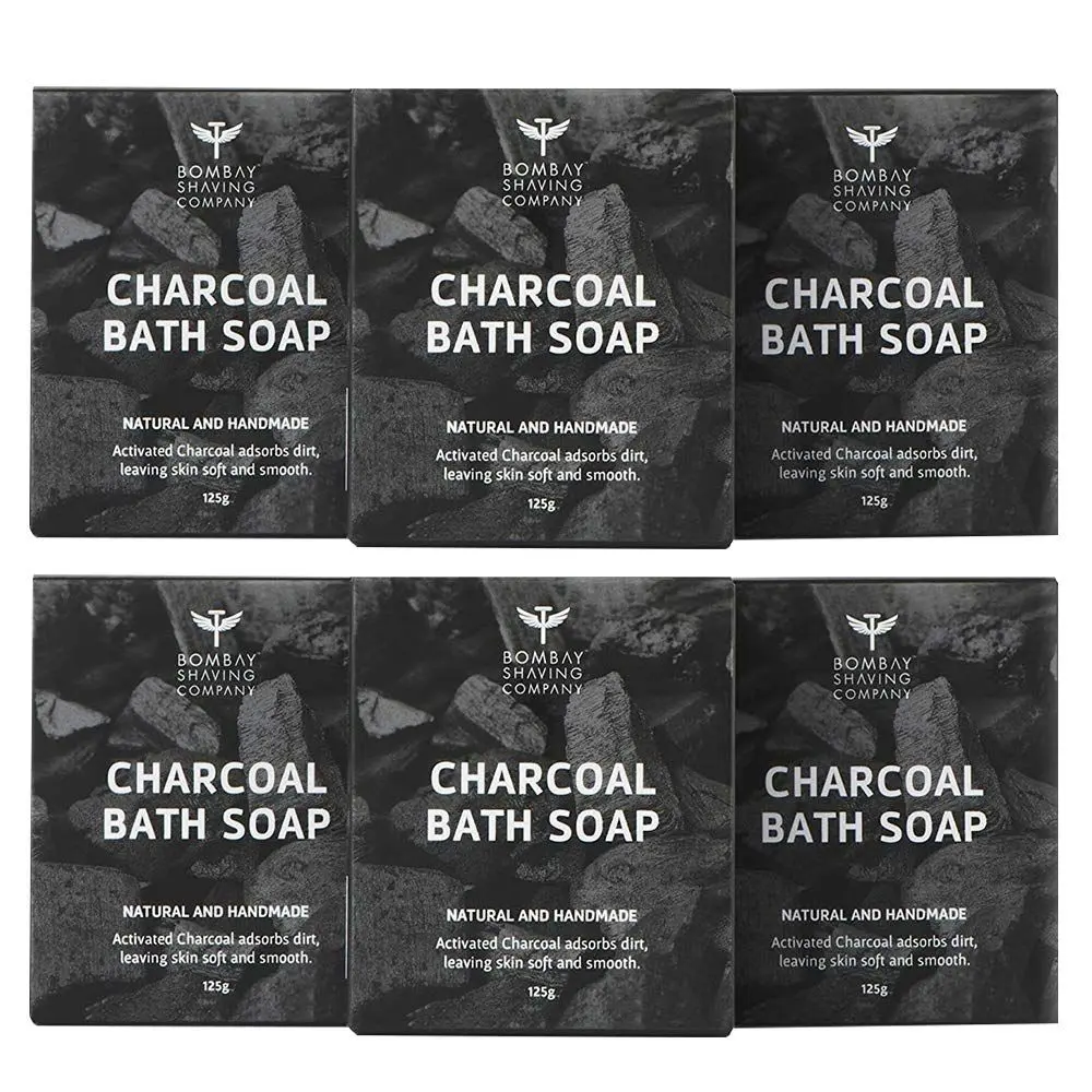 Bombay Shaving Company Charcoal Bath Soap, (6 x 125 g) | For Deep Clean and Anti-pollution Effect