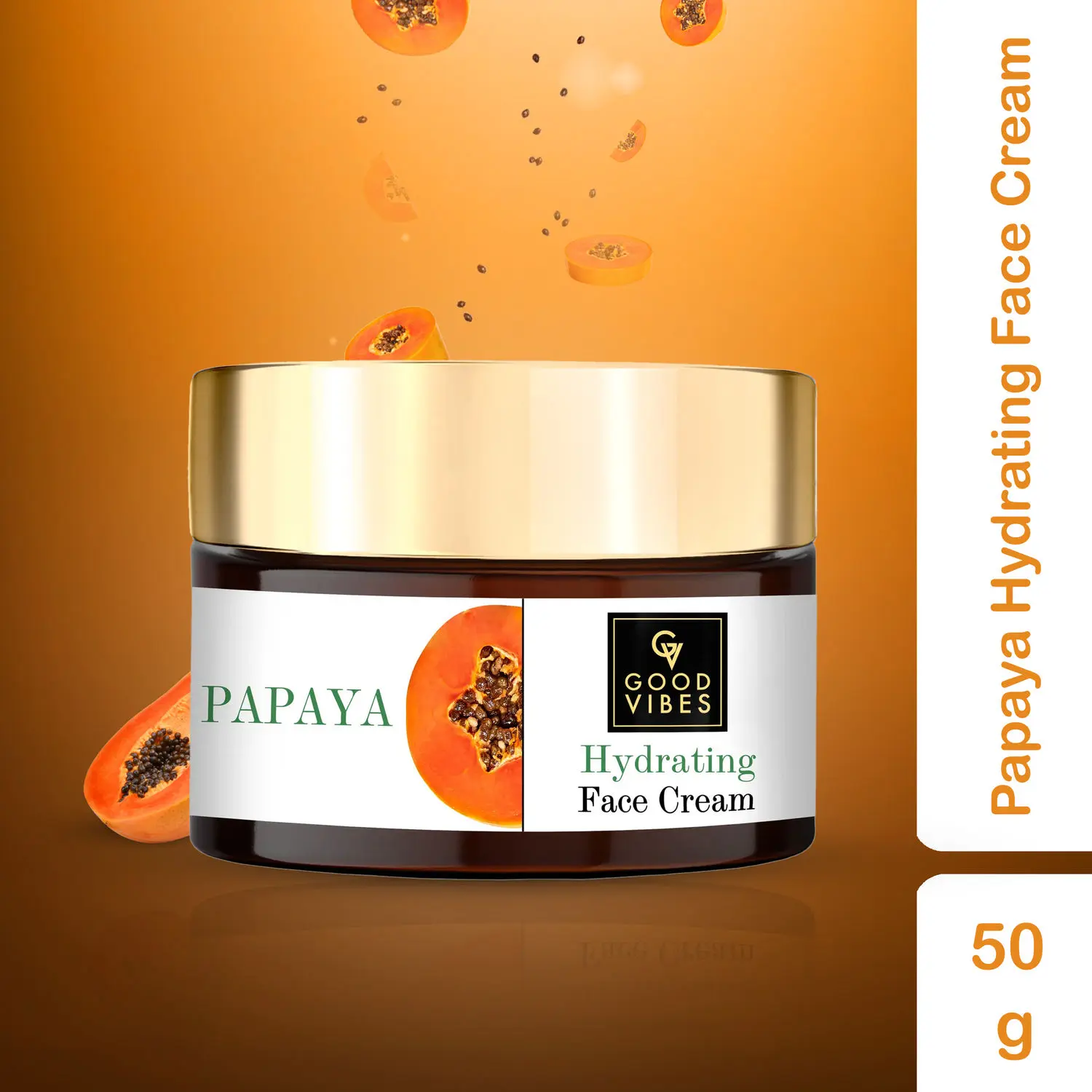 Good Vibes Papaya Hydrating Face Cream | Moisturizing, Glow | With Green Tea | No Parabens, No Sulphates, No Mineral Oil, No Animal Testing (50 g)