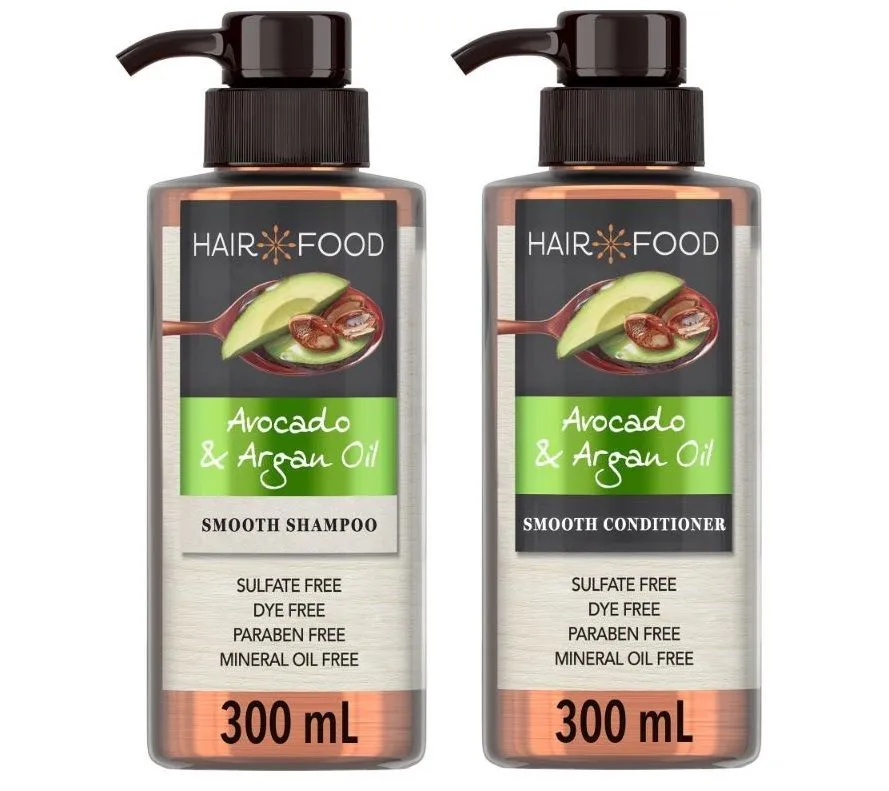 Hair Food Avocado & Argan Smoothing Shampoo & Conditioner Kit, 300ml Each