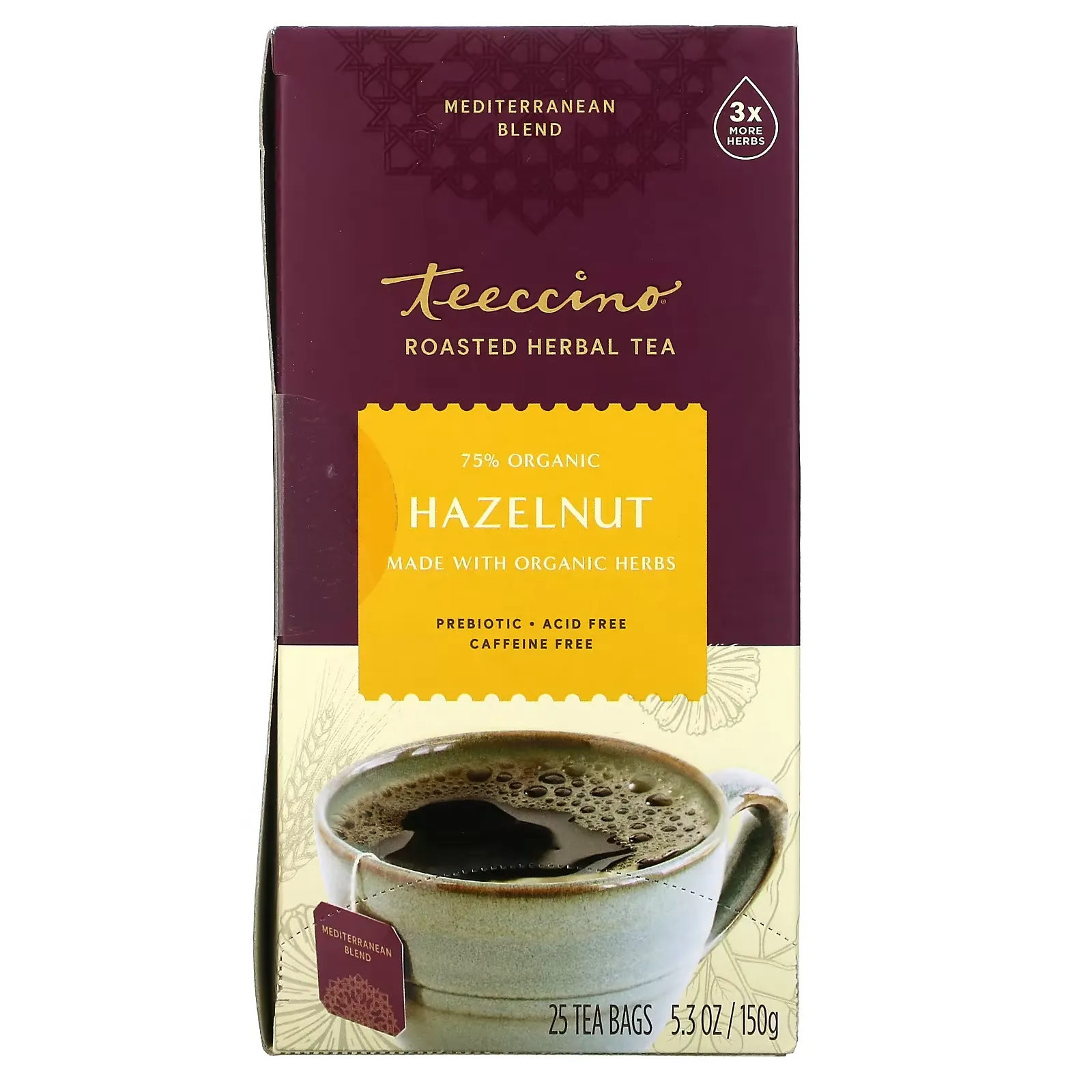 Roasted Herbal Tea, Hazelnut, Caffeine Free, 25 Tea Bags, 5.3 oz (150 g)